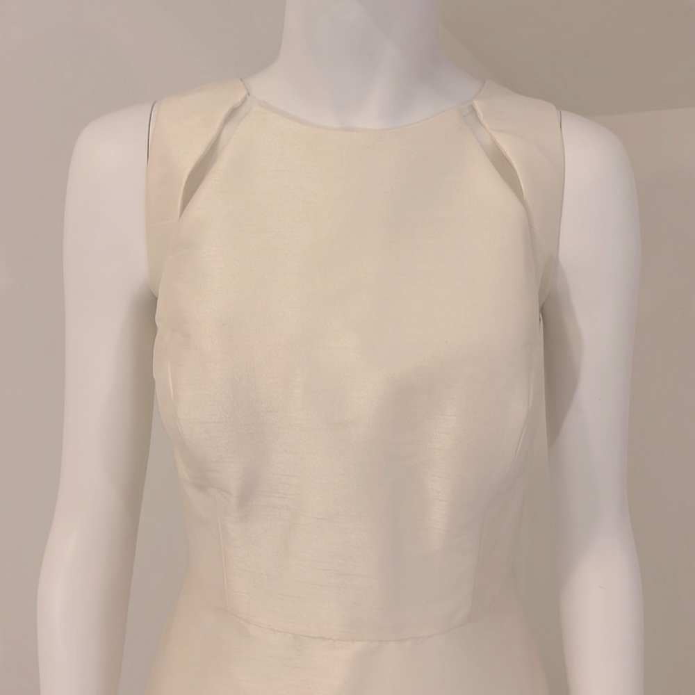 NWT SAMPLE ALFRED SUNG D710 bride bridesmaid size 10 IVORY poly Dupioni PRISTINE - Picture 3 of 8
